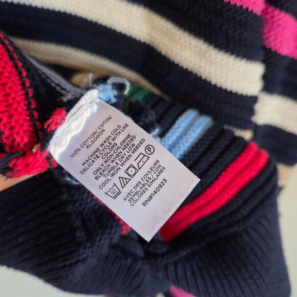 LOFT Multi Rainbow Striped Textured Stitch Sweater Knit Pullover Size Women's XL - Picture 10 of 11